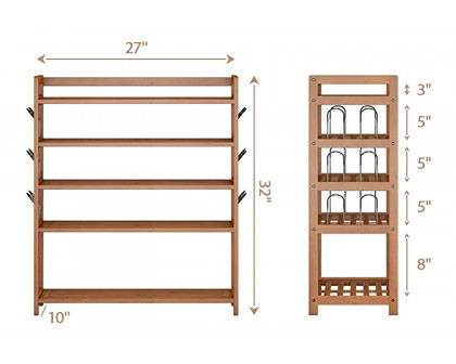 FaFurn - Bamboo 5-Shelf Multifunctional Shoe Rack Holds Up To 20 Pair of Shoes