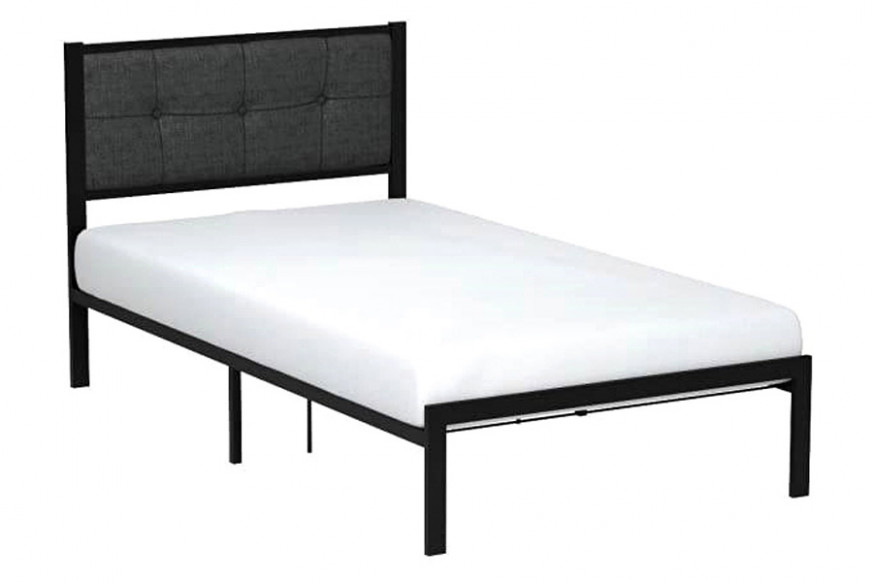 FaFurn™ Metal Platform Bed Frame with Button Tufted Upholstered Headboard - Twin Size