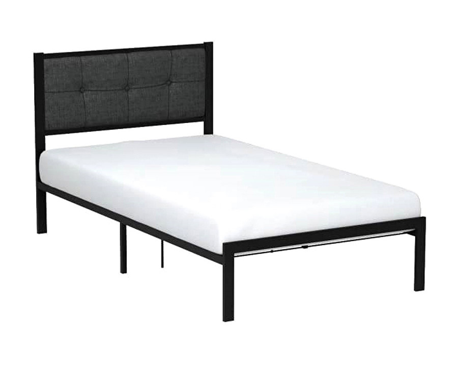 FaFurn Metal Platform Bed Frame with Button Tufted Upholstered Headboard - Twin Size