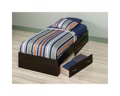 FaFurn - Twin Size Platform Bed Frame with 2 Drawers in Cinnamon Cherry