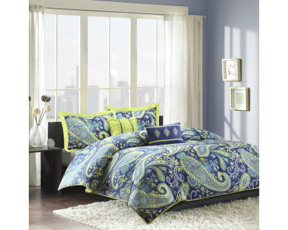 FaFurn - 5-Piece Twin/Twin XL Size Comforter Set in Blue/Yellow