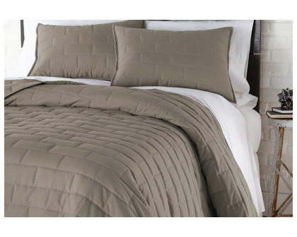 FaFurn - Modern Brick Stitch Microfiber Reversible 3 Piece Comforter Set