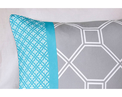 FaFurn - Twin/Twin Xl 4-Piece Teal Blue Gray White Geometric Comforter Set