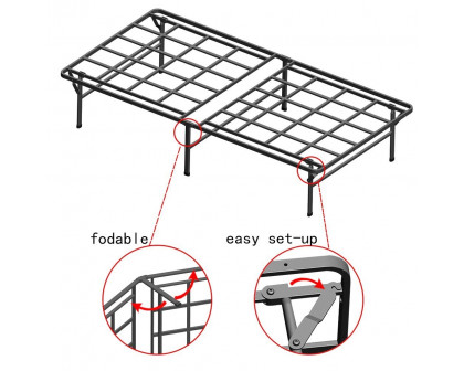 FaFurn - Foldable Twin XL Size Platform Bed Frame in Metal