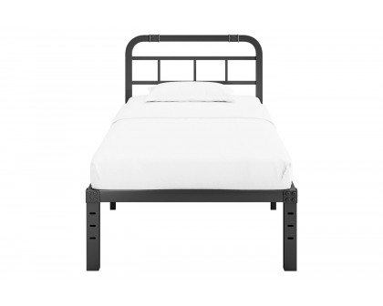 FaFurn Twin XL Size Platform Bed with Headboard - Black, Metal