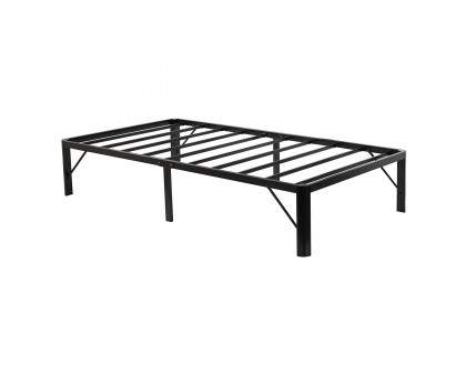 FaFurn - Twin XL Size Platform Bed Frame with Round Corners in Black, Metal