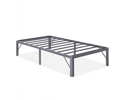 FaFurn - Twin Size Platform Bed Frame with Round Corners in Gray, Metal