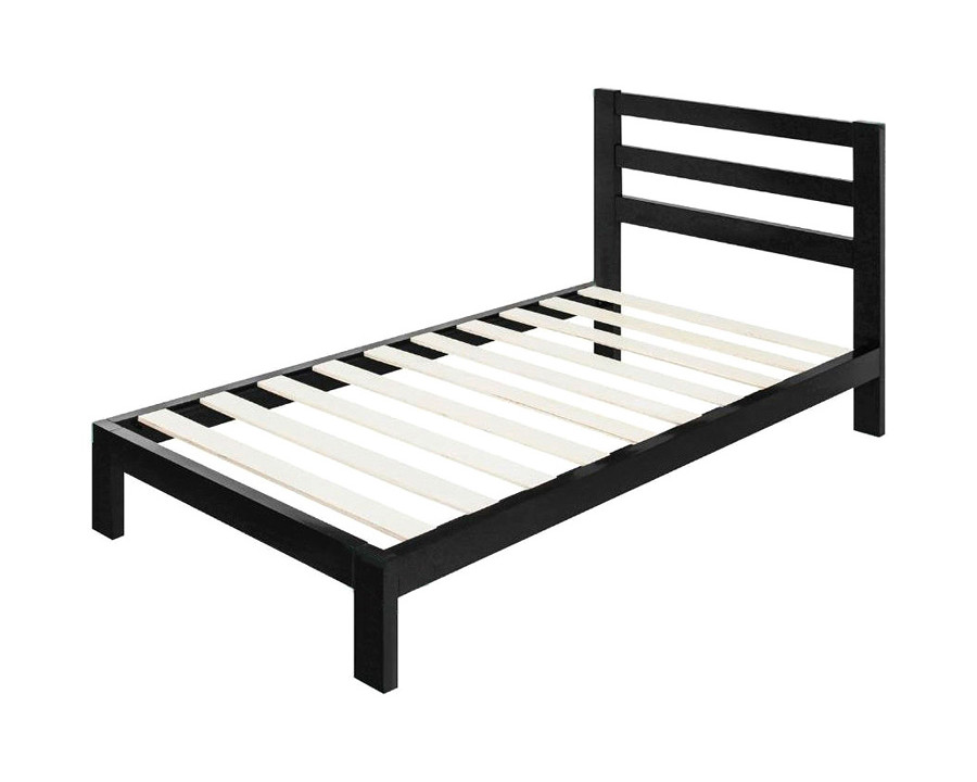 FaFurn Heavy Duty Metal Platform Bed Frame with Headboard and Wood Slats - Twin Size