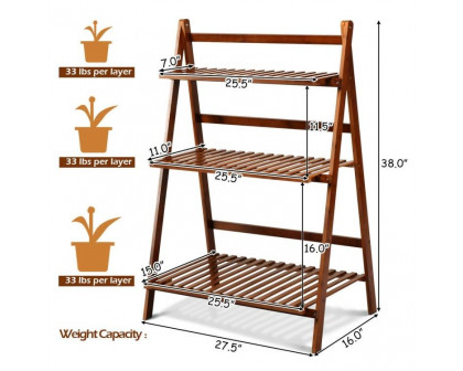 FaFurn Farmhouse 3-Tier Folding Stand Planter Shelving Unit