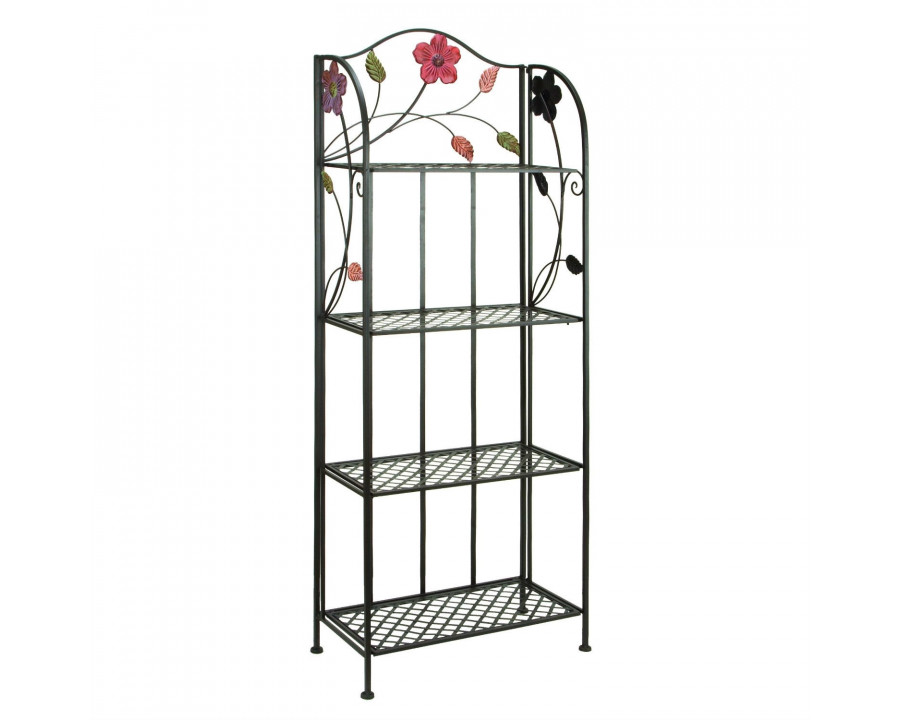 FaFurn - Bakers Rack with Floral Accents in Metal