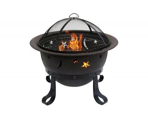 FaFurn - Outdoor Star Moon Steel Wood Burning Fire Pit in Bronze Finish