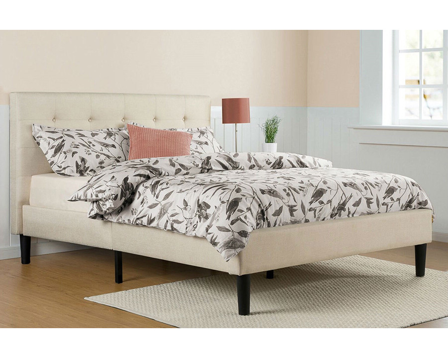 FaFurn - Upholstered Platform Bed Frame with Headboard