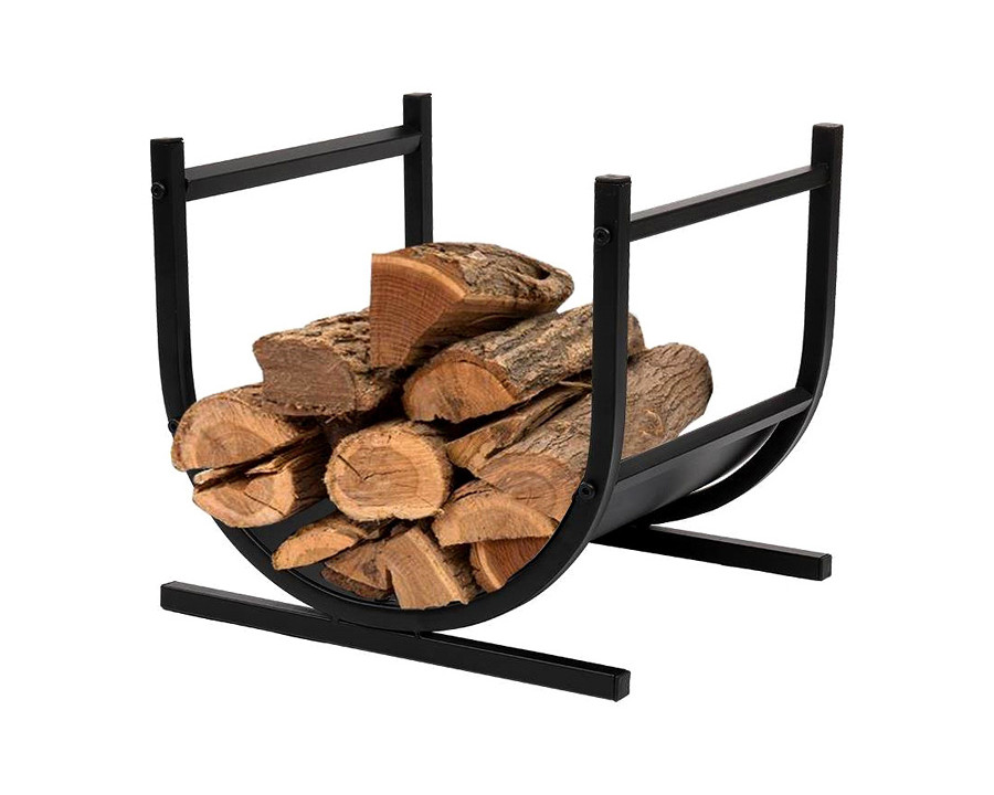 FaFurn - Modern Classic Black Steel Firewood Rack Log Holder For Indoor Or Outdoor Use