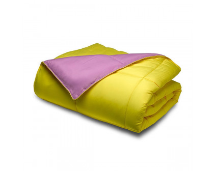 FaFurn 3-Piece Full/Queen Size Comforter Set with 2 Shams - Purple/Yellow