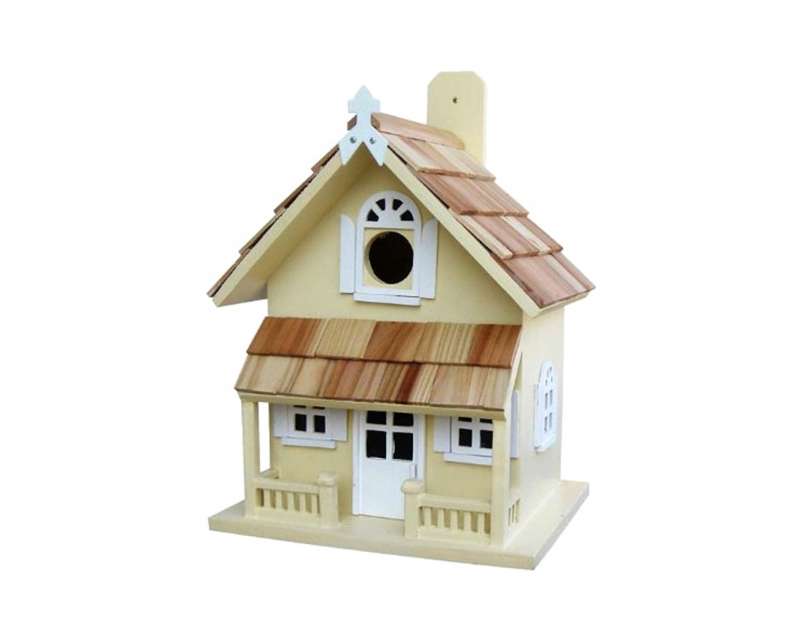 FaFurn - Yellow Victorian Cottage Wood Outdoor Birdhouse