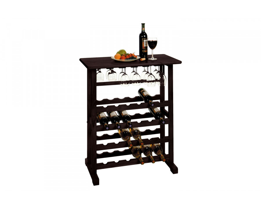 FaFurn - 24-Bottle Wine Rack Table with Stemware Glass Hanging Rack