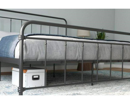 FaFurn - Vintage King Size Platform Bed with Headboard in Black, Metal