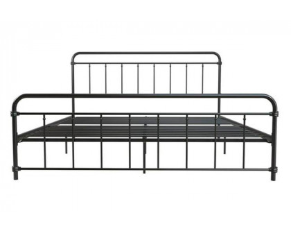 FaFurn - Vintage King Size Platform Bed with Headboard in Black, Metal