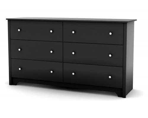 FaFurn - Black 6 Drawer Bedroom Dresser with Nickle Metal Knobs Handles