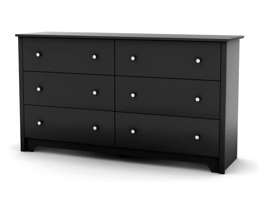 FaFurn - Black 6 Drawer Bedroom Dresser with Nickle Metal Knobs Handles