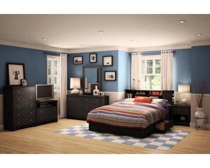 FaFurn - Black 6 Drawer Bedroom Dresser with Nickle Metal Knobs Handles