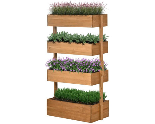 FaFurn 4-Tier Vertical Raised Bed Planter Box - Natural, Wood