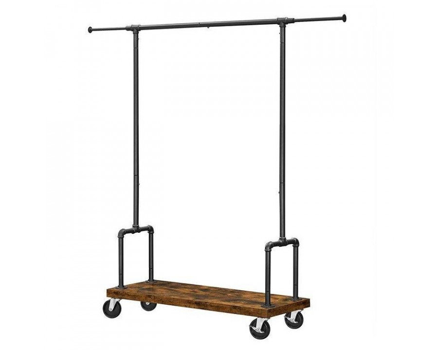 FaFurn - Garment Rack Clothes with Bottom Shoe Storage Shelf on Wheels in Brown, Metal