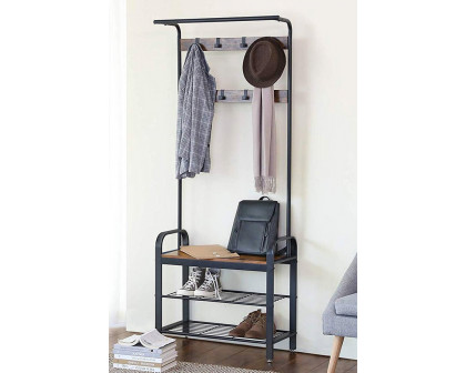 FaFurn - Entryway Modern Industrial Style Hall Tree Coat Rack Shoe Storage Bench