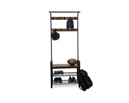 FaFurn - Entryway Modern Industrial Style Hall Tree Coat Rack Shoe Storage Bench