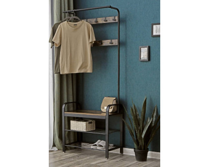 FaFurn - Entryway Modern Industrial Style Hall Tree Coat Rack Shoe Storage Bench