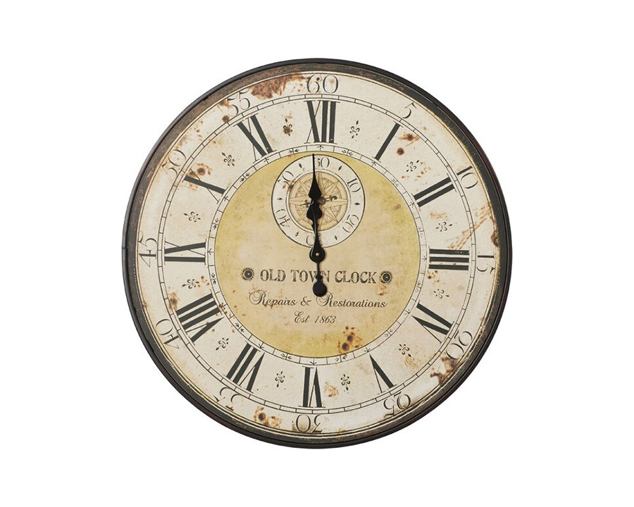 FaFurn - Vintage Oversized Distressed Metal Wall Clock