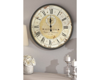 FaFurn - Vintage Oversized Distressed Metal Wall Clock