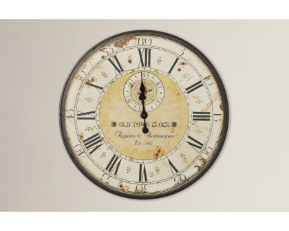 FaFurn - Vintage Oversized Distressed Metal Wall Clock