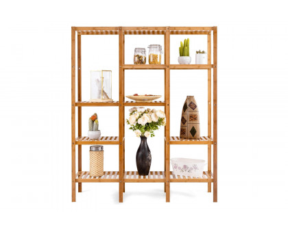 FaFurn - Eco-Friendly Bamboo 4-Shelf Bookcase Storage Rack