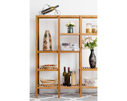 FaFurn - Eco-Friendly Bamboo 4-Shelf Bookcase Storage Rack