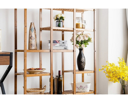 FaFurn - Eco-Friendly Bamboo 4-Shelf Bookcase Storage Rack