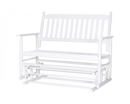 FaFurn - 4 Ft Traditional Solid Wood Outdoor Patio Glider Swing Bench in White