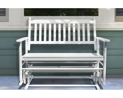 FaFurn - 4 Ft Traditional Solid Wood Outdoor Patio Glider Swing Bench in White