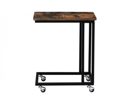 FaFurn - Modern Industrial Side Table Nightstand TV Tray On Wheels