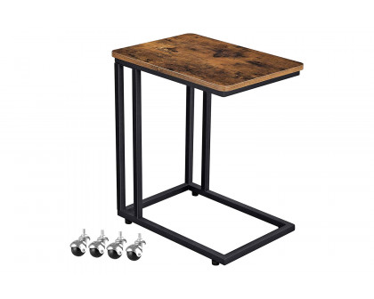 FaFurn - Modern Industrial Side Table Nightstand TV Tray On Wheels