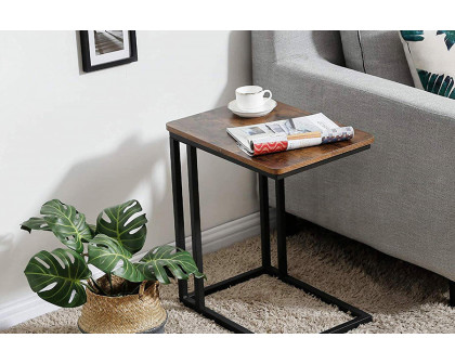 FaFurn - Modern Industrial Side Table Nightstand TV Tray On Wheels