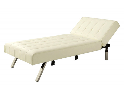 FaFurn - Vanilla Chaise Lounge Sleeper Bed with Contemporary Chrome Legs