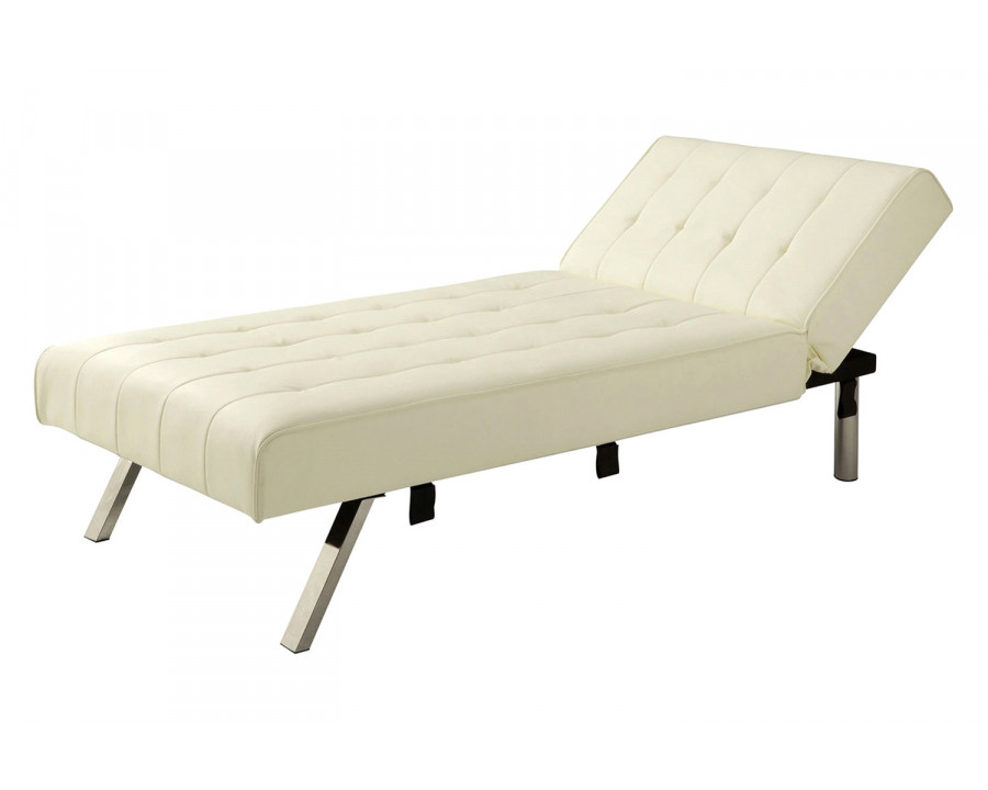 FaFurn - Vanilla Chaise Lounge Sleeper Bed with Contemporary Chrome Legs