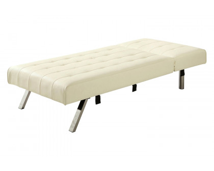 FaFurn - Vanilla Chaise Lounge Sleeper Bed with Contemporary Chrome Legs