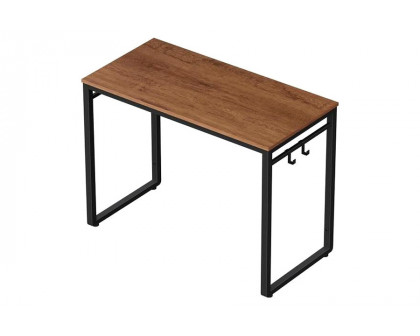 FaFurn Industrial Black Metal Frame Computer Desk with Wood Top