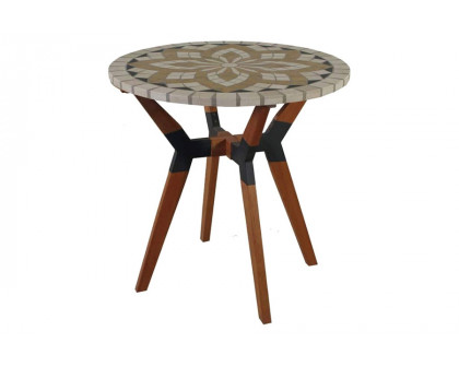 FaFurn - Round 30-Inch Bistro Style Outdoor Patio Table with Marble Tile Top