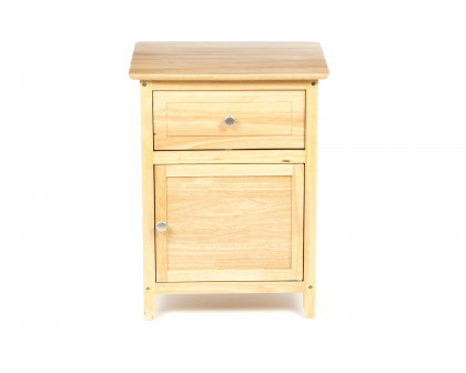 FaFurn - Natural Wood Finish 1-Drawer Bedside Table Cabinet Nightstand