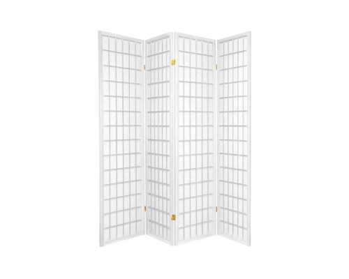 FaFurn - 4-Panel Room Divider Oriental Shoji Privacy Screen in White