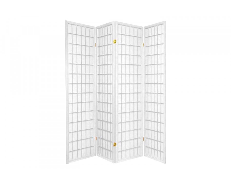 FaFurn - 4-Panel Room Divider Oriental Shoji Privacy Screen in White