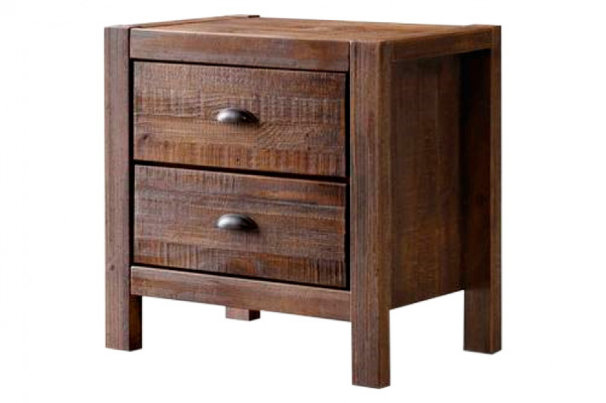 FaFurn™ Farmhouse Solid 2 Drawers End Table - Walnut, Wood